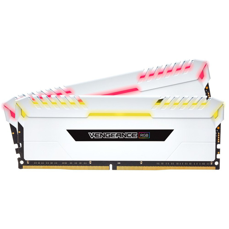 Corsair Vengeance RGB White 16GB 2 x 8GB DDR4-3200 PC4-25600 CL16 Quad Channel Desktop Memory Kit