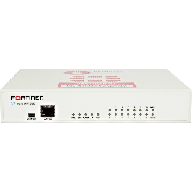 Fortinet FortiWifi 92D Network Security/Firewall Appliance - FWF-92D-BDL-871-12