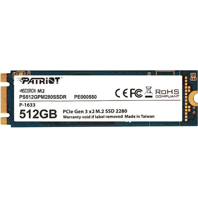 Patriot Memory Scorch 512 GB Solid State Drive - M.2 2280 Internal - PCI Express (PCI 3.0 - PS512GPM280SSDR