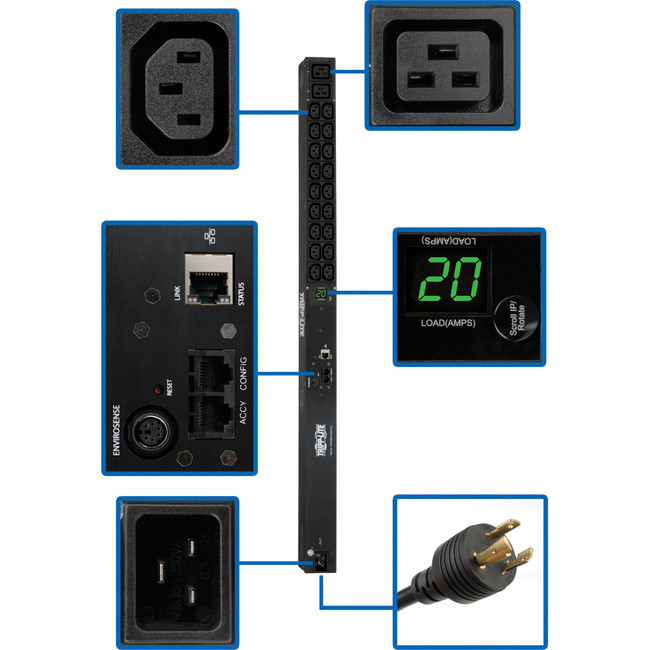 Tripp Lite PDU Monitored 200V-240V 20A 18 C13; 2 C19 C20 Vertical 0URM - PDUMNV20HV2