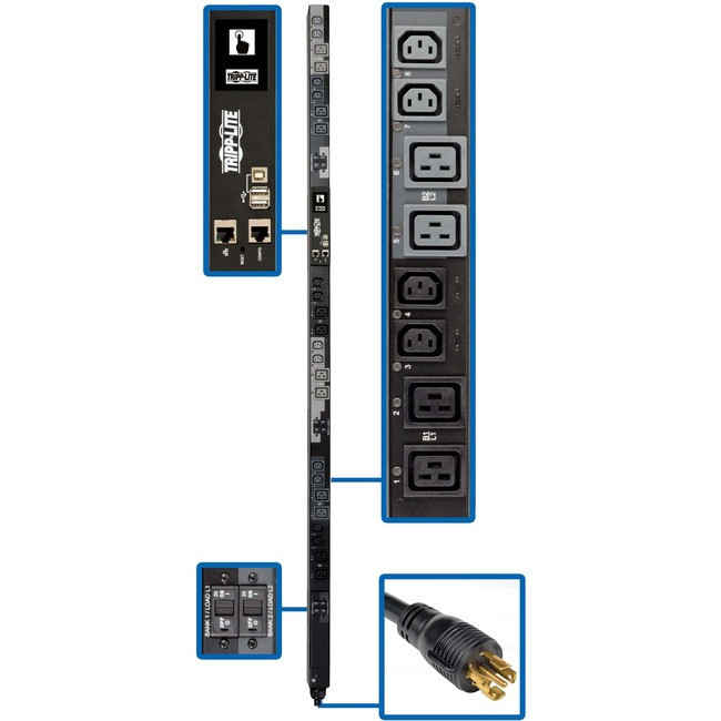 Tripp Lite 3-Phase PDU Switched 17.3kW 240V 12 C13; C19 L22-30P TAA - PDU3XEVSR6L2230