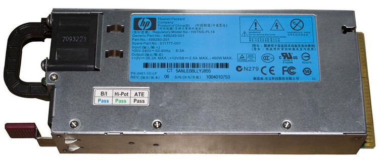 503296-B21 - HP 460-Watts Common Slot Platinum 12V Hot-Plug AC Power Supply for ProLiant BL280c/BL460c/BL280c G6 Server