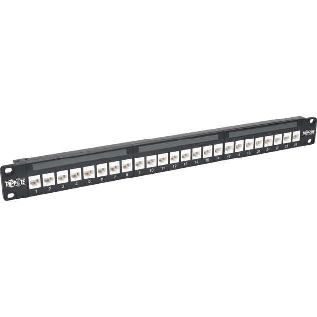 Tripp Lite 24-Port Cat6a Patch Panel Feedthrough Rackmount RJ45 Ethernet 1U - N254-024-6A