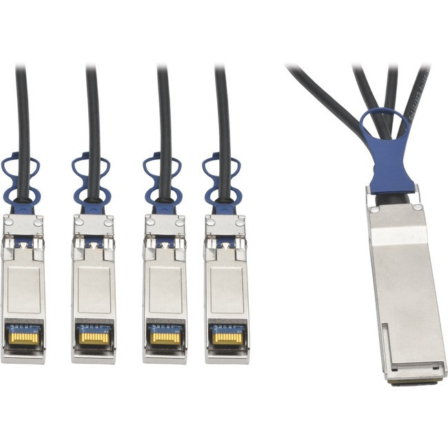 Tripp Lite 40GbE QSFP+ to 10GbE SFP+ Passive Copper Breakout Cable QSFP-4SFP10G Compatible 3M 10' - N281-03M-BK