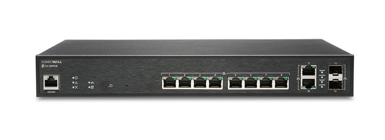 SonicWall SWS12-10FPOE Managed L2 Gigabit Ethernet (10/100/1000) Power over Ethernet (PoE) Black - 02-SSC-2464