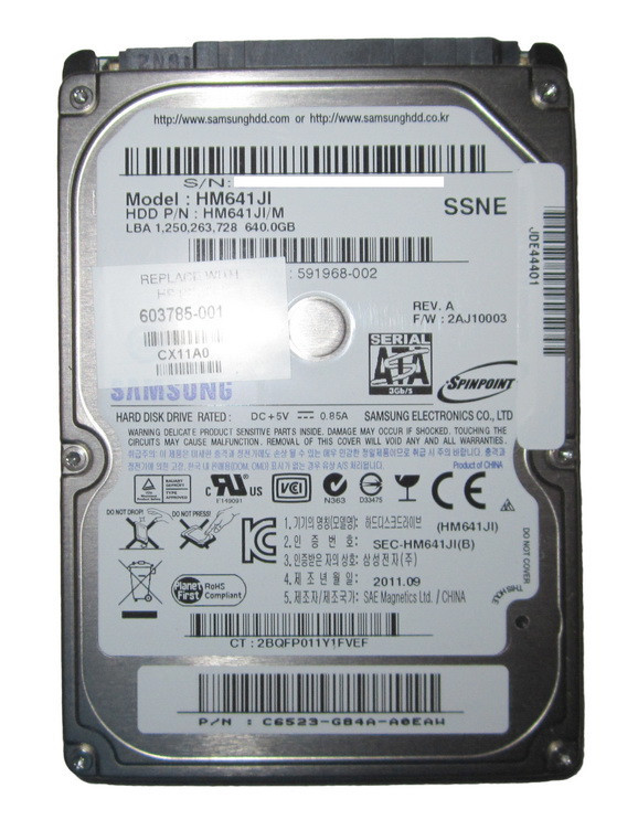 591968-001 - HP 640GB 5400RPM SATA 3GB/s 2.5-inch Hard Drive