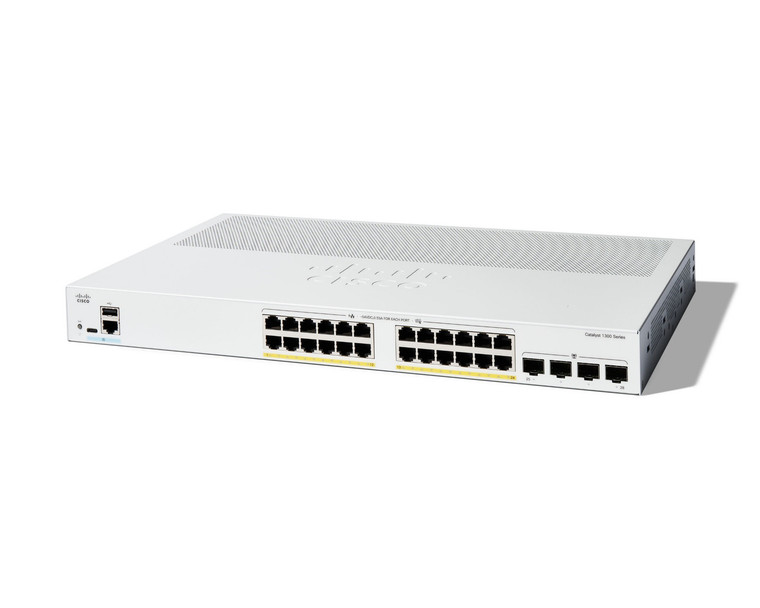 Cisco Catalyst 1300 Managed L2/L3 Gigabit Ethernet (10/100/1000) Power over Ethernet (PoE) Gray - C1300-24P-4G