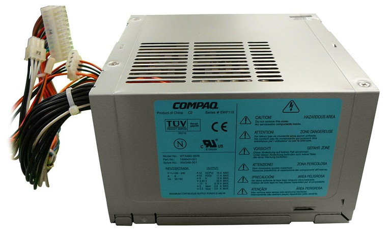 Part No: 189643-001 - HP 460-Watts AC 100-240V Input Power Supply for Evo W6000 XW6000 Workstations