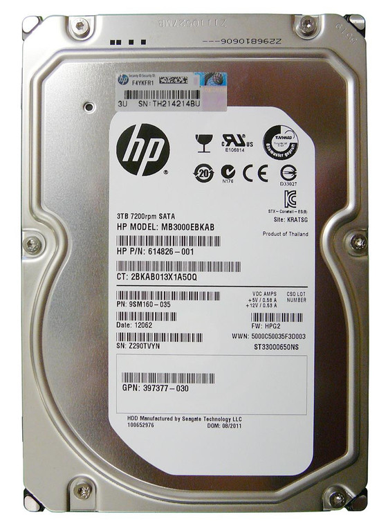 Part No: 397377-030 - HP 3TB 7200RPM SATA 6GB/s NCQ MidLine 3.5-inch Hard Drive