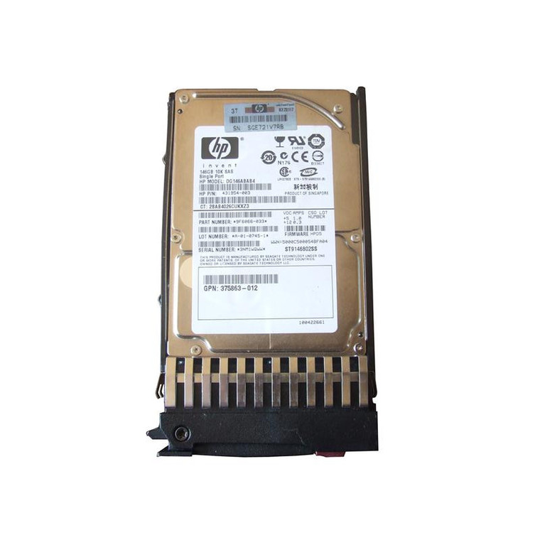 Part No: 431958B21P - HP 146GB 10000RPM SAS 3GB/s Hot-Pluggable Single Port 2.5-inch Hard Drive