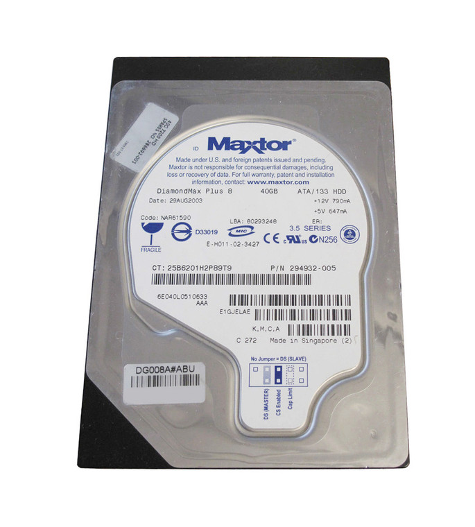 Part No: 294932-005-U - HP 40GB 7200RPM IDE Ultra ATA-133 3.5-inch Hard Drive