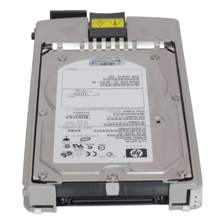 Part No: BD0728A4C4-CS3 - HP 72.8GB 10000RPM Ultra-320 SCSI Hot-Pluggable LVD 80-Pin 3.5-inch Hard Drive