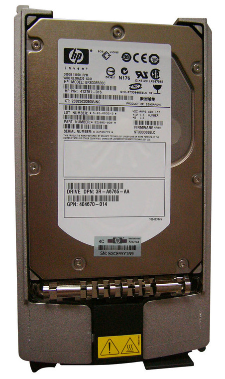 Part No: 404670-014-N - HP 300GB 15000RPM Ultra-320 SCSI Hot-Pluggable LVD 80-Pin 3.5-inch Hard Drive