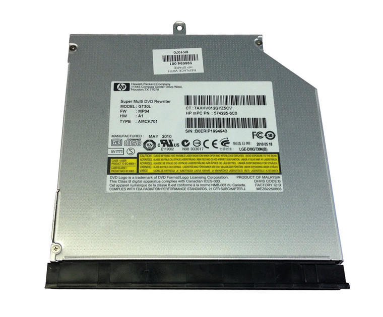 Part No: 574285-6C0 - HP DVD-RW/+RW Super Multi Dual Layer Lightscribe SATA Optical Disk Drive