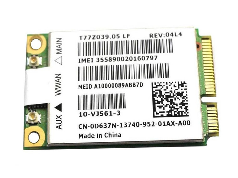 Part No: D637N - Dell Wireless 5600 Multi-Mode Gobi Mobile Broadband Mini-Card