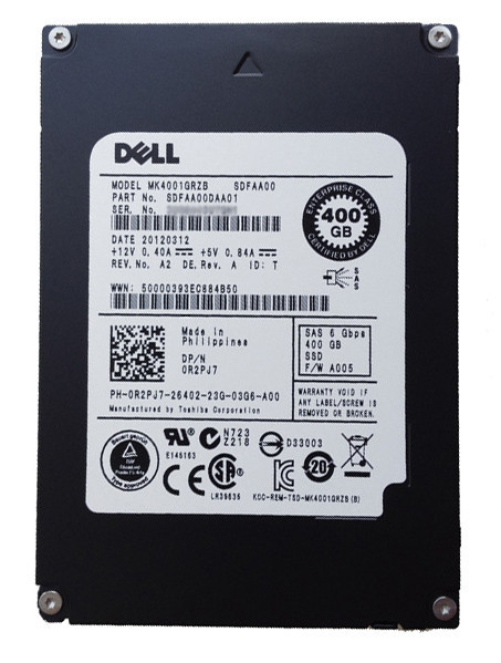 Part No: R2PJ7 - Dell 400GB SLC SAS 6GB/s 2.5-inch Internal Solid State Drive