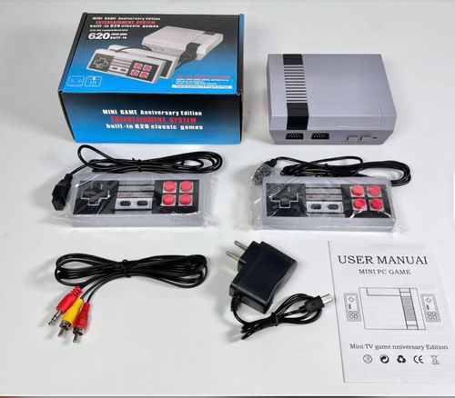 Retro Mini Gaming Console with 620 Classic Games, AV Output, and Dual Controllers