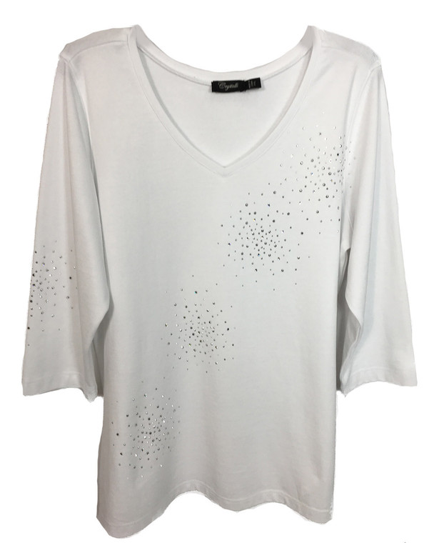 Crystal Burst V-neck 3/4 Sleeve Tee