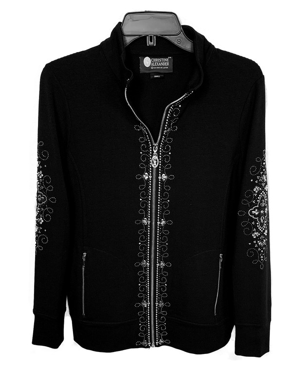 Medallion Flourish Black Mock Neck Spa Jacket