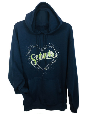 12 Seahawks Scattered Heart 1/4 Zip Sweatshirt - Christine Alexander /  Crystalli