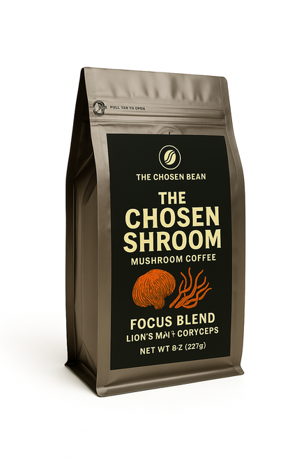 FOCUS FUEL  Lion's Mane + Cordyceps Medium Roast Coffee Blend - PERFORMANCE BLEND - Cordyceps  + Rhodiola  Medium Roast African Coffee Blend  Available in Regular or Decaf