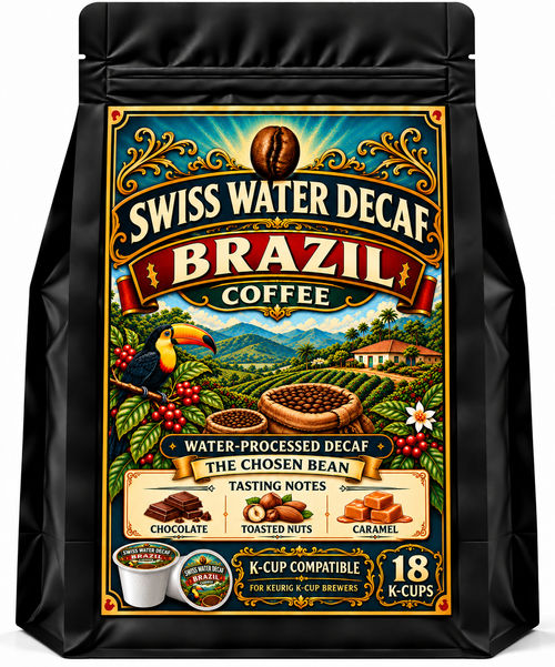 Swiss Water Decaf Brazil K-Cup Compatible Coffee Pods – 18 Count