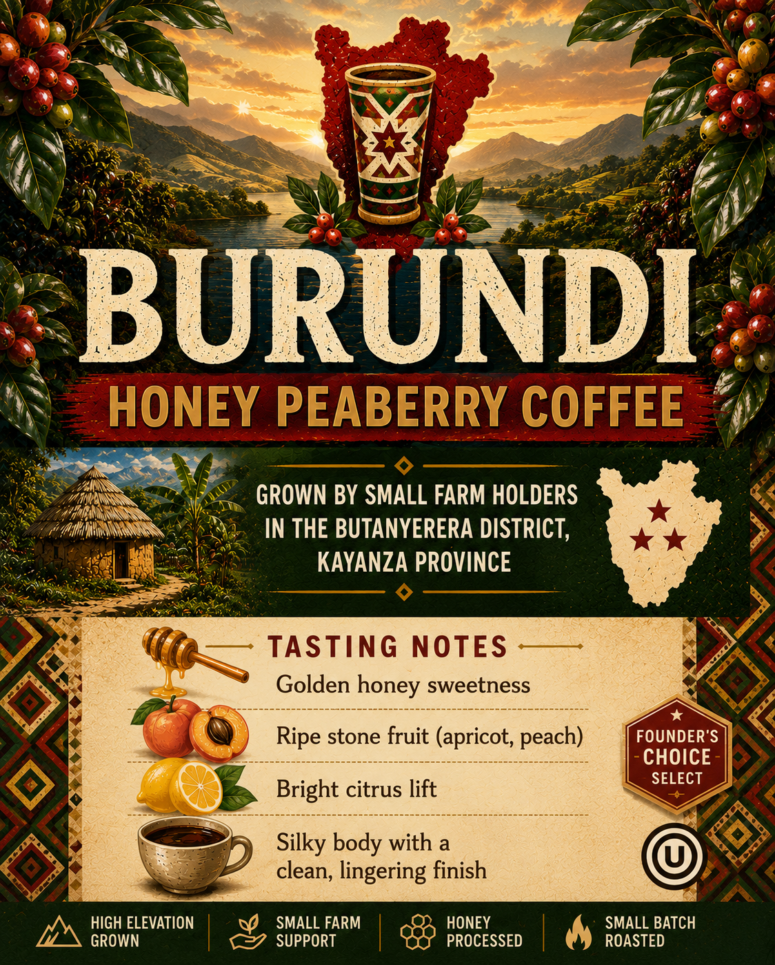 Burundi Honey Peaberry Coffee