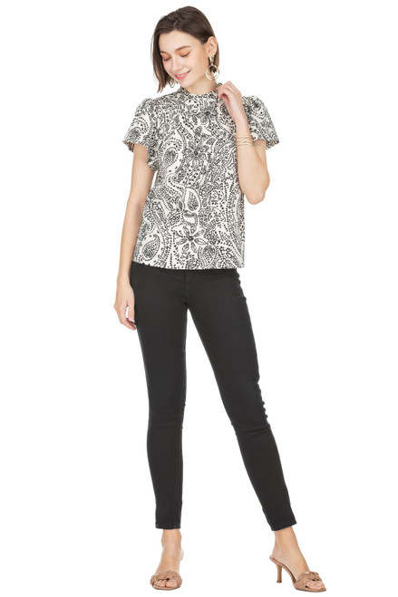 Flutter Sleeve Top - Contrast Ink 