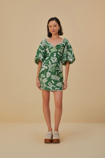 Forest Soul Short Sleeve Mini Dress - Green 