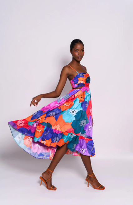 Mabel Dress - Multi Overlapping Poppies 