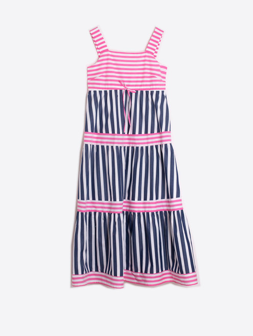 Adelia Poplin Dress - Pink/Navy 