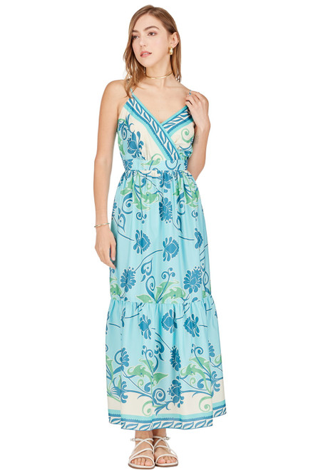 Front Wrap Tiered Maxi - Blue Oasis