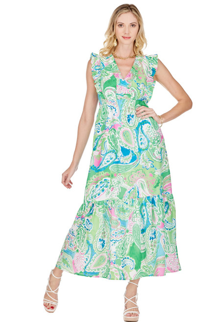 Ruched V-Neck Maxi - Paisley Meadows 
