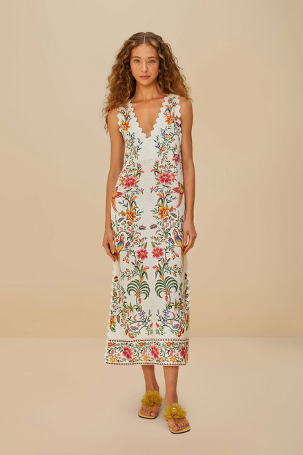 Delicate Forest Off White Maxi Dress