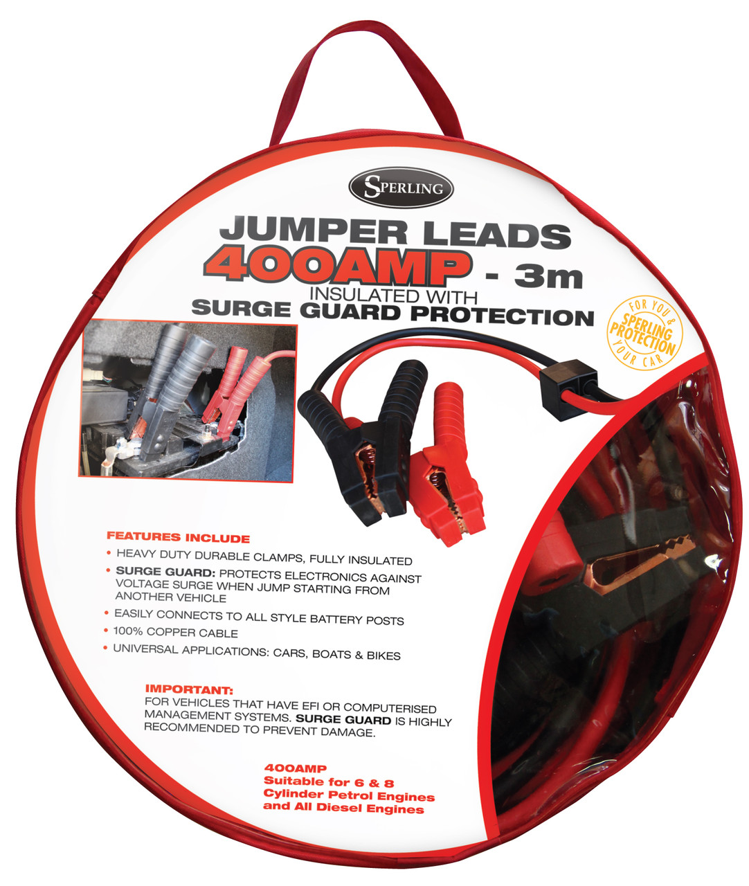 Ok Ok Sperling Jumper Leads 400amp 3.0m - Booster Cables