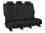 Empire Black Leather Look rear seat covers displayed on showroom rear seats for Mitsubishi ASX 2011-2016.