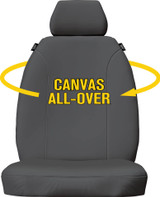 Super Tough Charcoal All Over Canvas front bucket seat covers custom made for Holden Colorado, Isuzu D-MAX and MU-X.