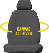 Charcoal Super Tough canvas seat cover showing premium all-over canvas construction and tailored fit