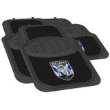 Canterbury Bulldogs Official NRL Car Mats, designed to fit most vehicles. Perfect for displaying team pride while keeping your car clean and protected.