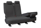 Super Tough charcoal canvas rear seat cover with backrest split for Ford Ranger PY Dual Cab maintaining rear seat functionality and protection