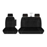 Mitsubishi Express Renault Trafic Getaway Black Neoprene Silver Stitching Front Bucket and 3/4 Bench Seat Covers