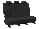 Black Fleet Core canvas rear bench seat cover fitted to Mitsubishi Triton MV and Nissan Navara D27 MY26 Dual Cab