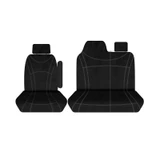 Mitsubishi Express Renault Trafic Getaway Neoprene Black Silver Stitching Front Bucket and 3/4 Seat Covers
