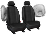 Black leather look front seat cover with airbag-compatible design for Isuzu D-Max and Mazda BT-50