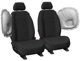 Black premium canvas front seat cover with airbag-compatible design for Isuzu D-Max and Mazda BT-50