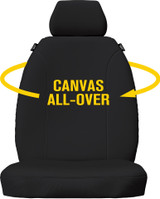 Super Tough black seat covers featuring all-over premium canvas construction and waterproof PU lining