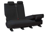 Getaway Black neoprene Row 2 seat covers with blue stitching for Isuzu MU-X 2021-on – split Row 2 backrest.