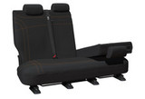 Getaway black neoprene rear seat cover with orange stitching and backrest split for Ford Ranger PY Dual Cab