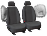 Airbag-compatible Super Tough Charcoal Canvas front seat covers for Toyota LandCruiser 79 Series.