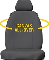 Super Tough Charcoal all over canvas front seat covers fitted to Toyota LandCruiser 79 Series